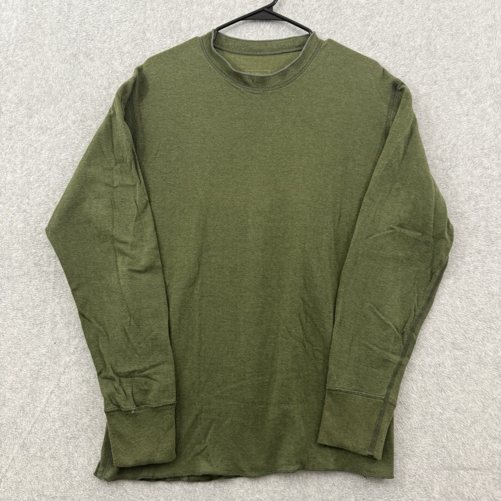 Ll Bean Shirt Men's Small Green Wool Blend Long Sleeve‎ Crew Neck T-Shirt Slim
